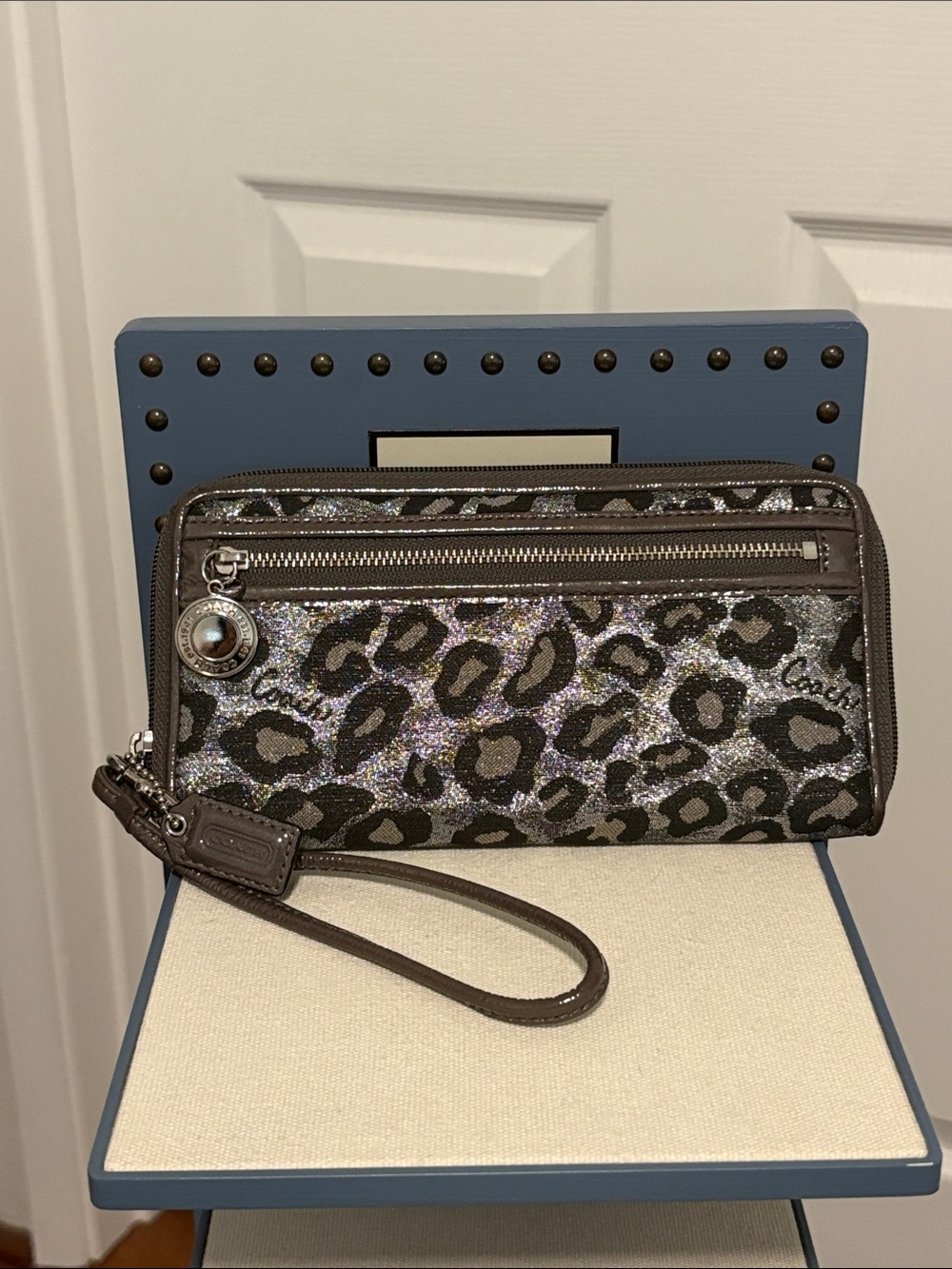 COACH Ocelot Long Metallic Animal Printed Wallet
